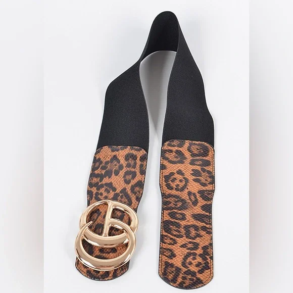 Leopard Animal Print Stretch Waist Statement Belt - Picture 5 of 5